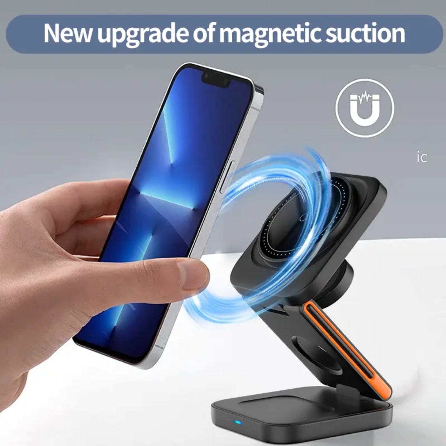 Image of UrbanVolt 3-in-1 Magnetic Wireless Charging Stand | Foldable | 5W /7.5W /10W Fast Charge Charging Pad