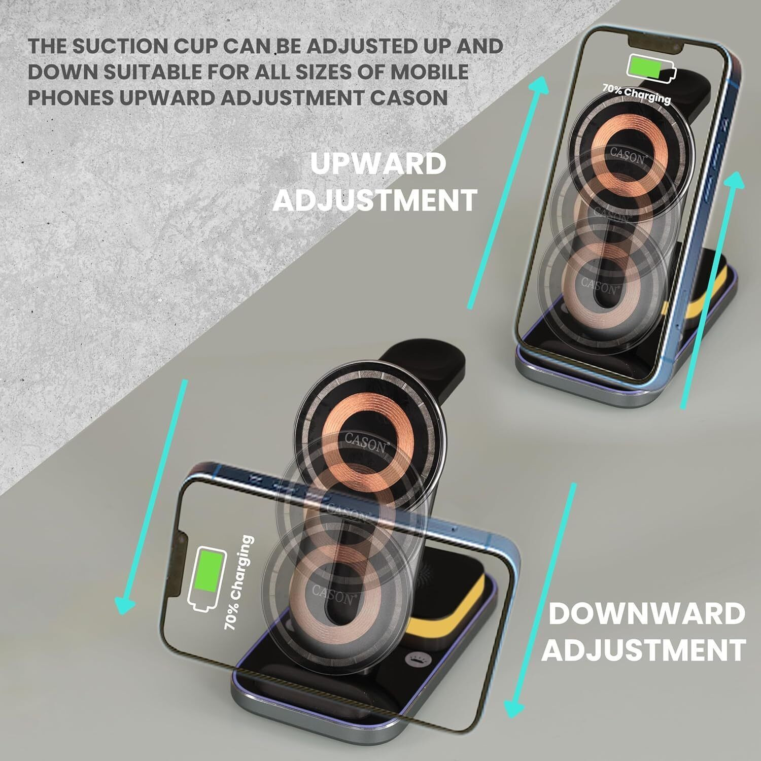 Image of CASON 23W qi2 Certified 3 in 1 Wireless Charger for iPhone with Magnetic Fast Charging Charging Pad