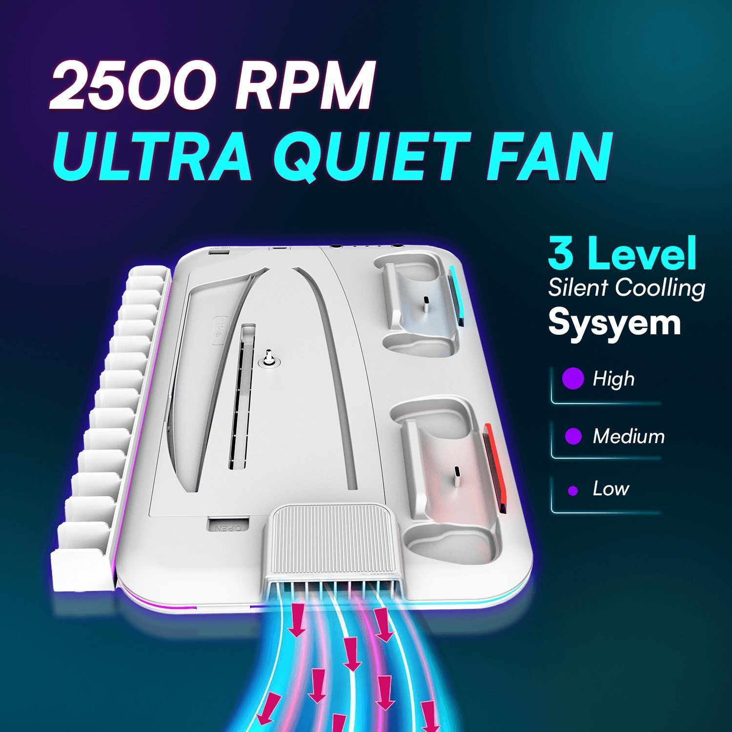 Image of xavion Dock5 RGB with Cooling Fan and Dual Controller For PS5 Pro /Slim,Digital /Disc Charging Station