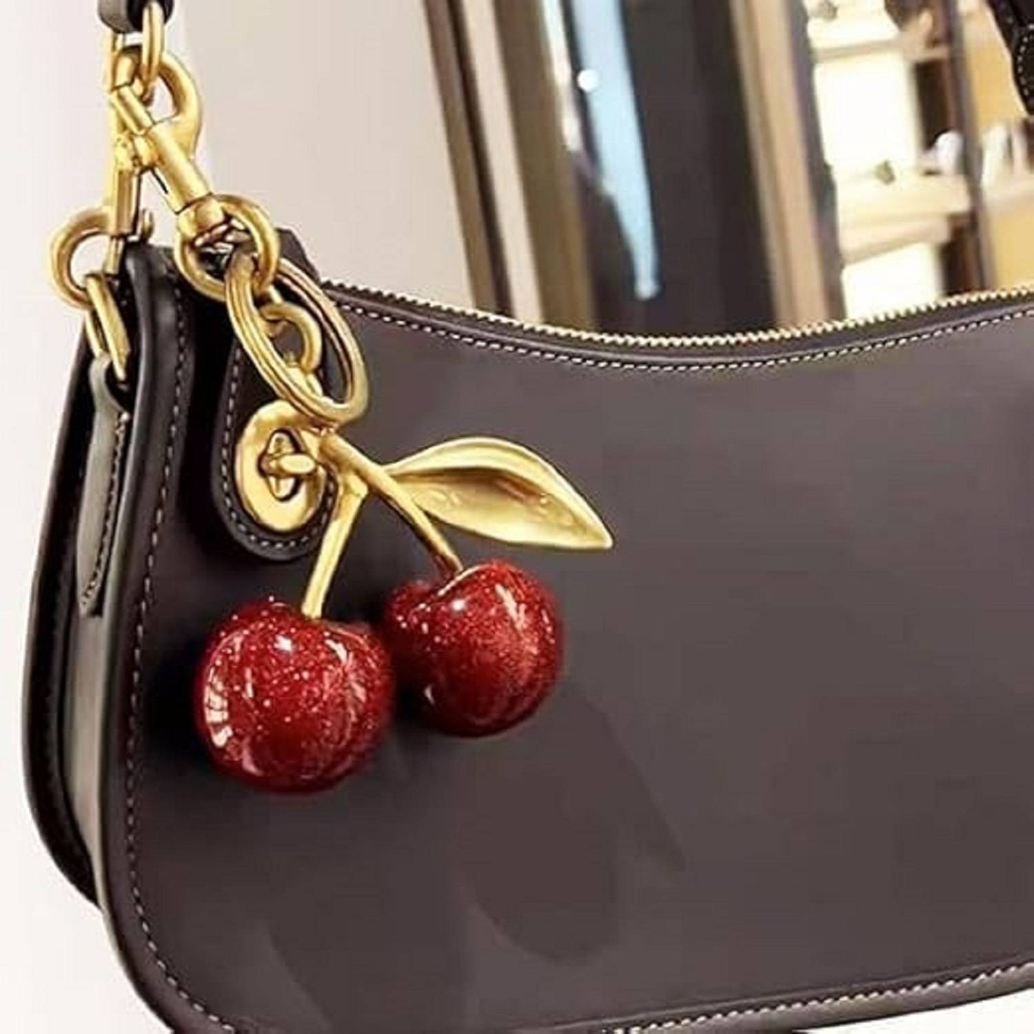 Cherry Sparkle Resin Bag Charm: Clip-on Accessory for Handbags from Keychains & Lanyards - price 18.83 Cherry Sparkle Resin Bag Charm: Clip-on Accessory for Handbags from Keychains & Lanyards - price 18.83