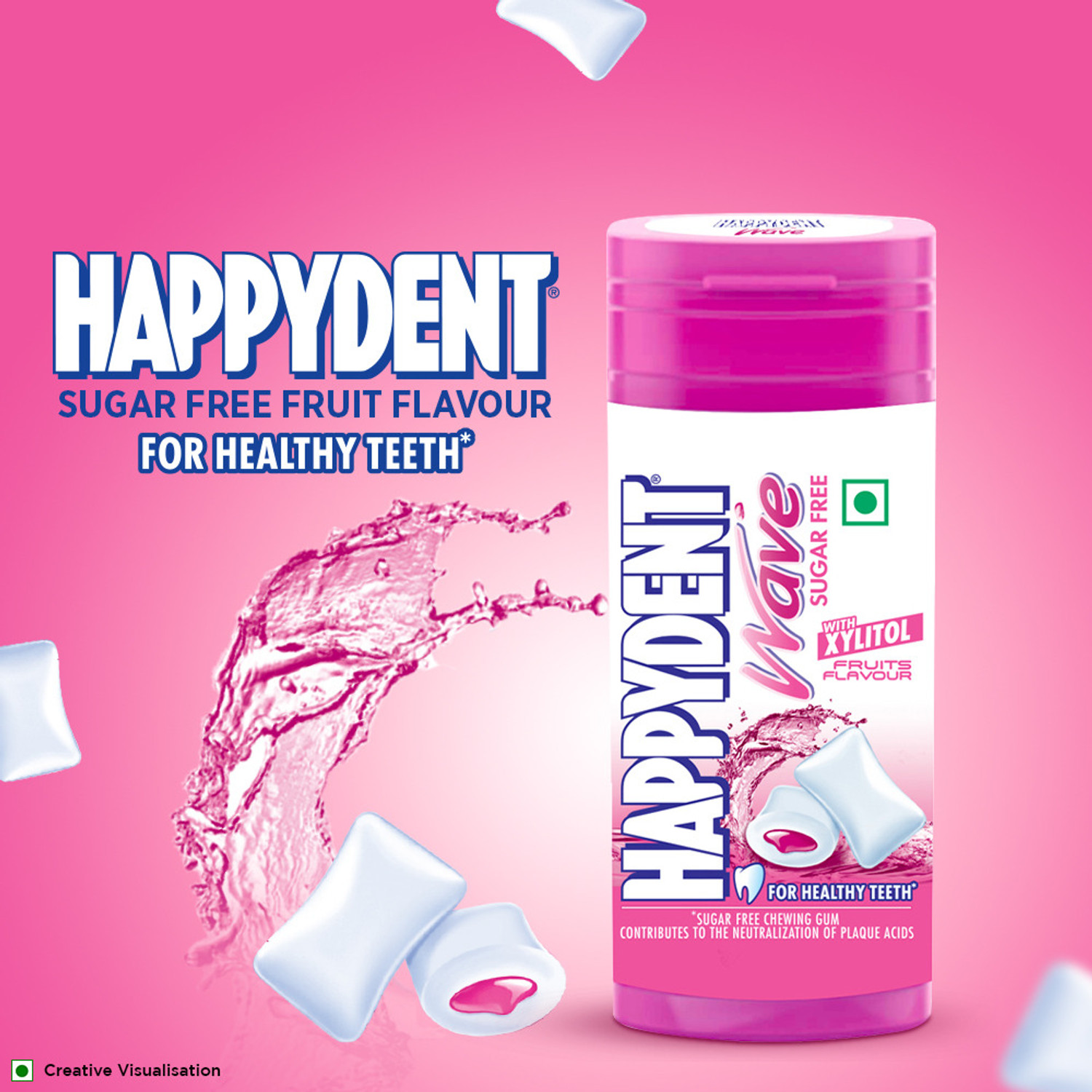 Image of Happydent Wave with Xylitol Fruits Chewing Gum 28.9 g|18units Fruits Chewing Gum