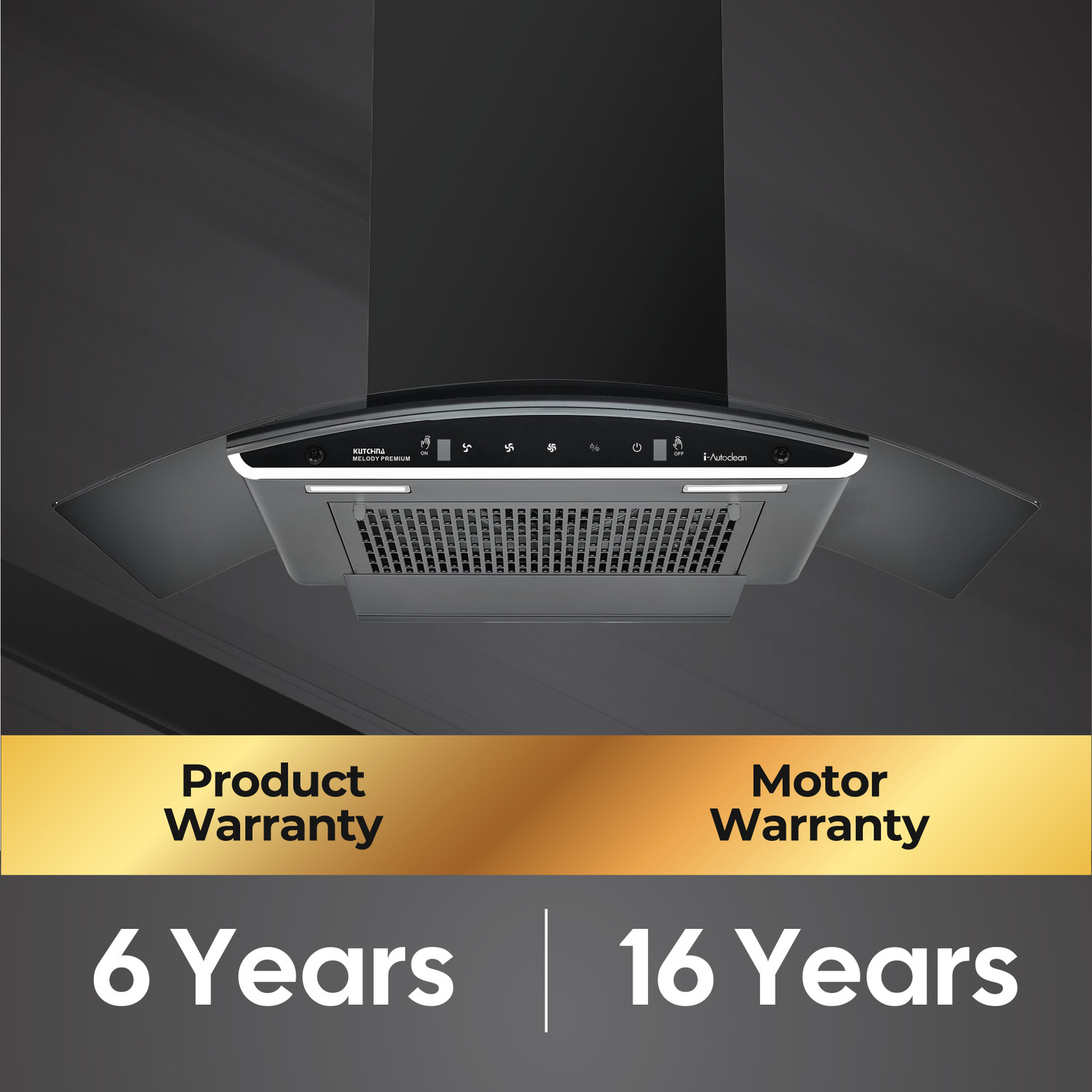 Image of Kutchina Melody 90 1500 CMH 90 cm Motion Sensor Control Touch Control Auto Clean Powerful suction Low Noise Auto Clean Chimney