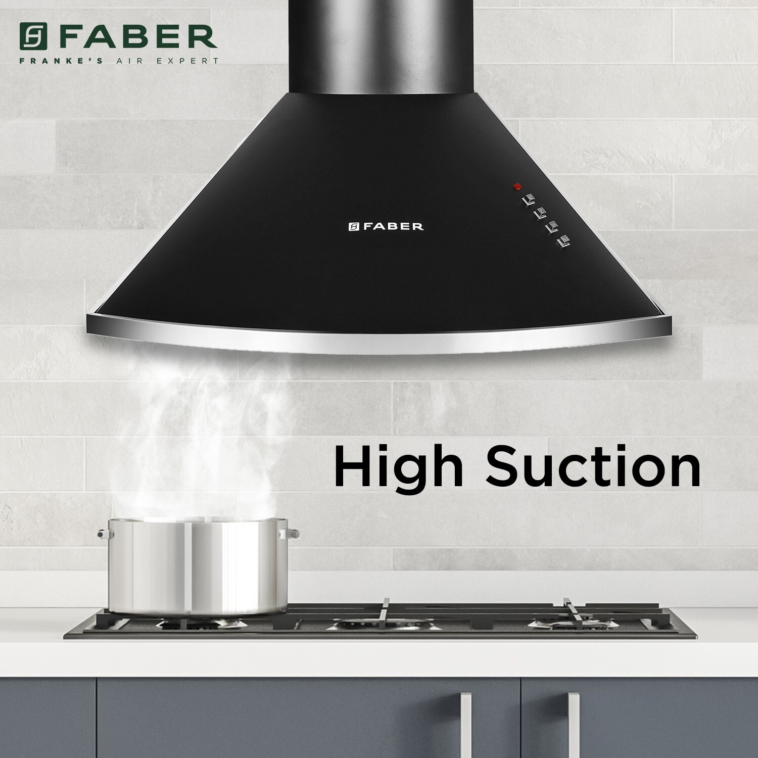 Image of FABER HOOD CLASS PRO PB BK LTW 60 Pyramid Shape 60cm|3 Layer Baffle filter|Powerful suction |Low Noise Wall Mounted Black 1000 CMH Chimney