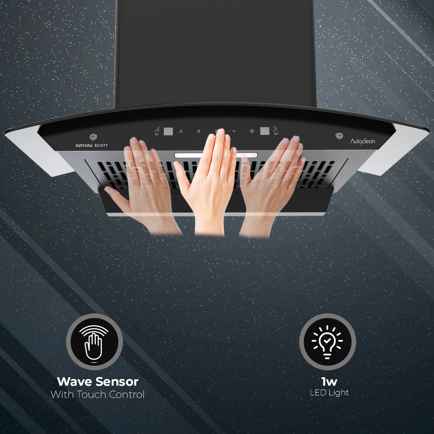 Image of Kutchina Scott 90 Auto Clean Wall Mounted Black 1200 CMH Chimney