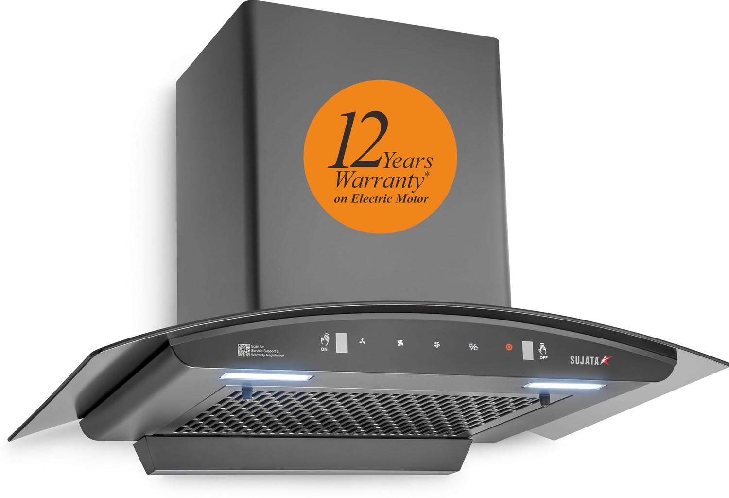 Image of SUJATA Pearl 60 Chimney for Kitchen | Chimney For Kitchen 60cm | Filter Less Auto Clean 1350 CMH 60 cm Auto Clean Chimney