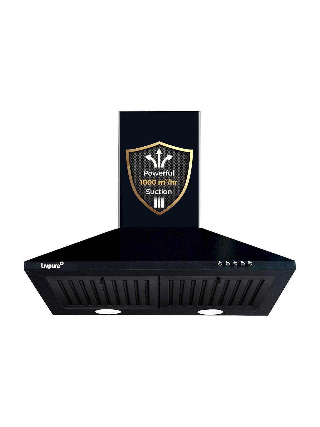 LIVPURE AIRIS-NEO-60 1000 CMH 60 cm Pyramid Shape 60 cm| 3 Layer Baffle Filter|Powerful suction | 5 Years Motor Warranty| Low Noise |LED Lamp | Push Button Control Chimney