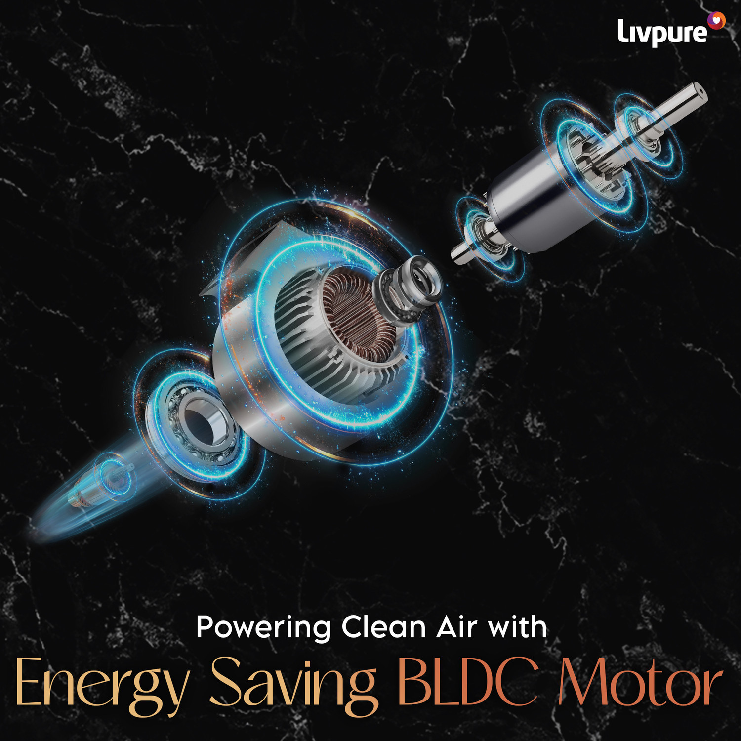 Image of LIVPURE LIV-FERN-60-FL-BLDC-HAC Auto Clean Wall Mounted BLACK 1400 CMH Chimney