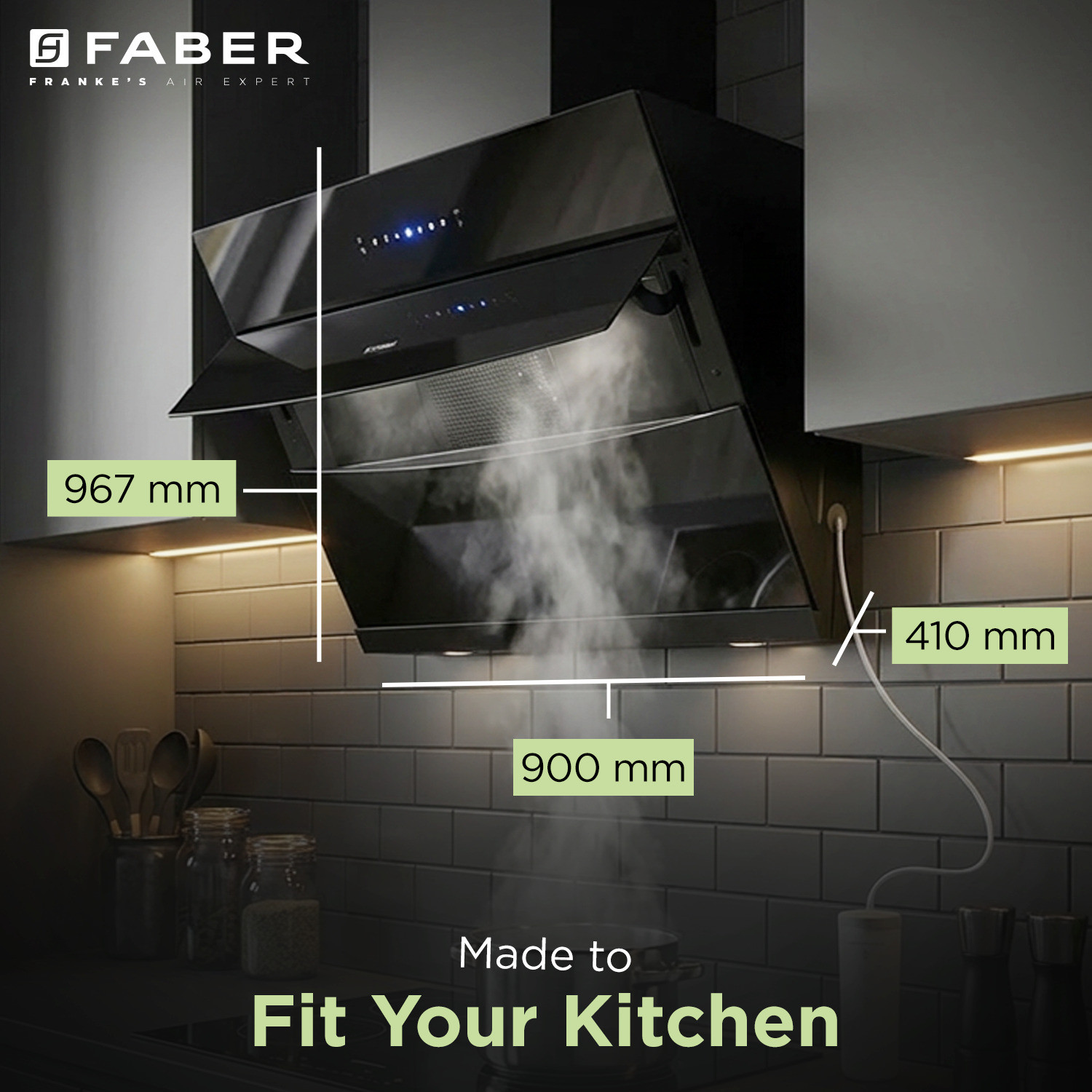 Image of FABER Bolt 90cm 1800m /hr BLDC Chimney with Steam Clean and Powerful Suction 1800 CMH 90 cm Auto Clean Chimney