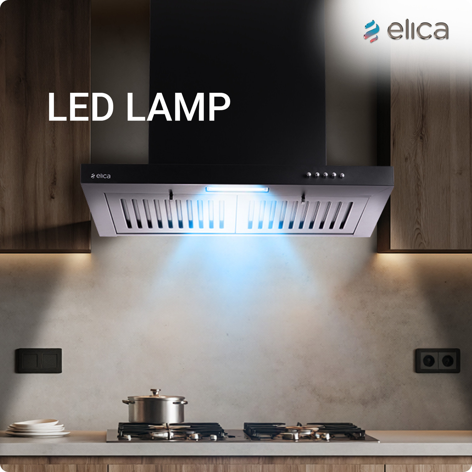 Image of Elica SPT H4 60 PB BF LTW NERO 1600 CMH 60 cm Chimney