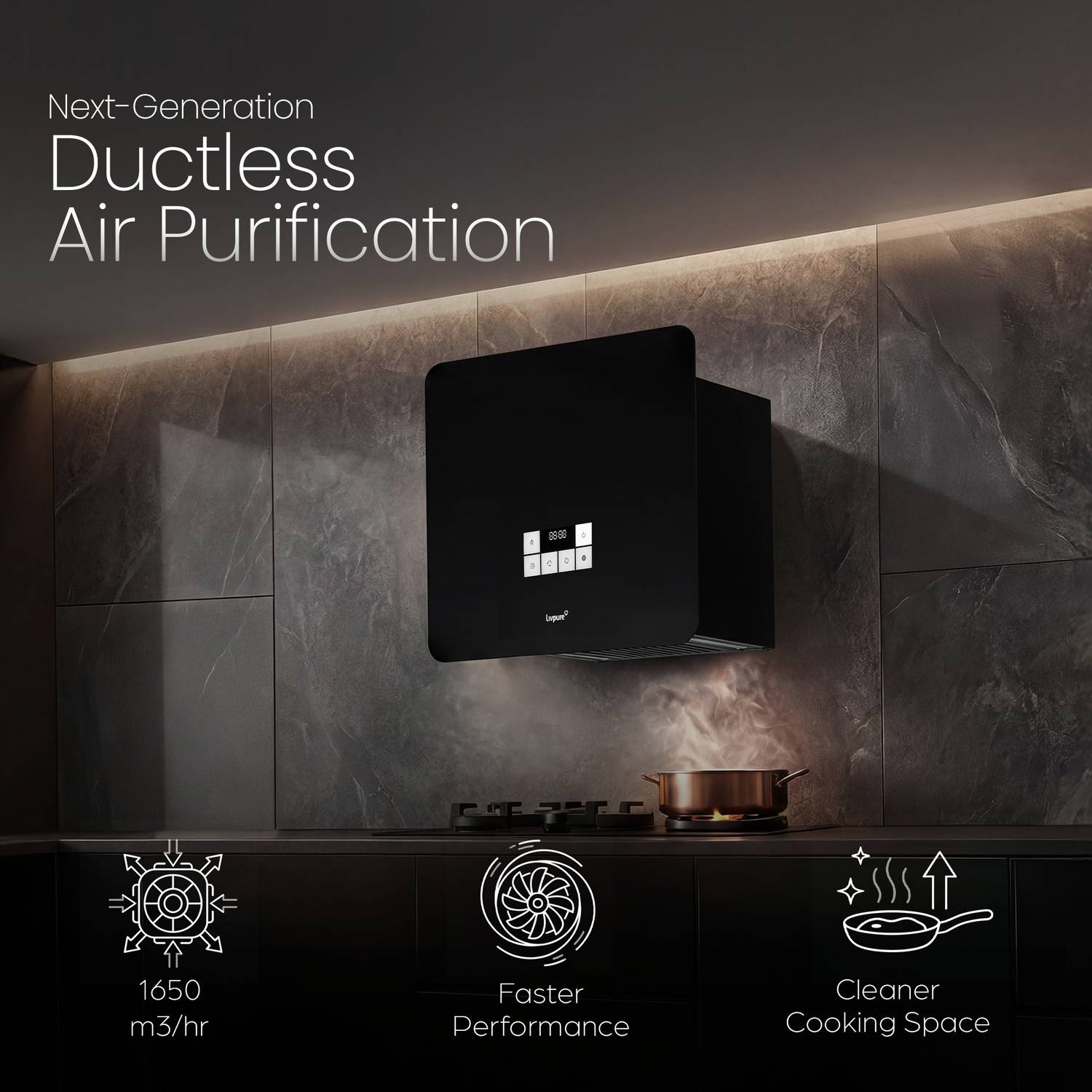 LIVPURE LIV-DYCE-BLDC-60 60cm Ductless Chimney - Image 3