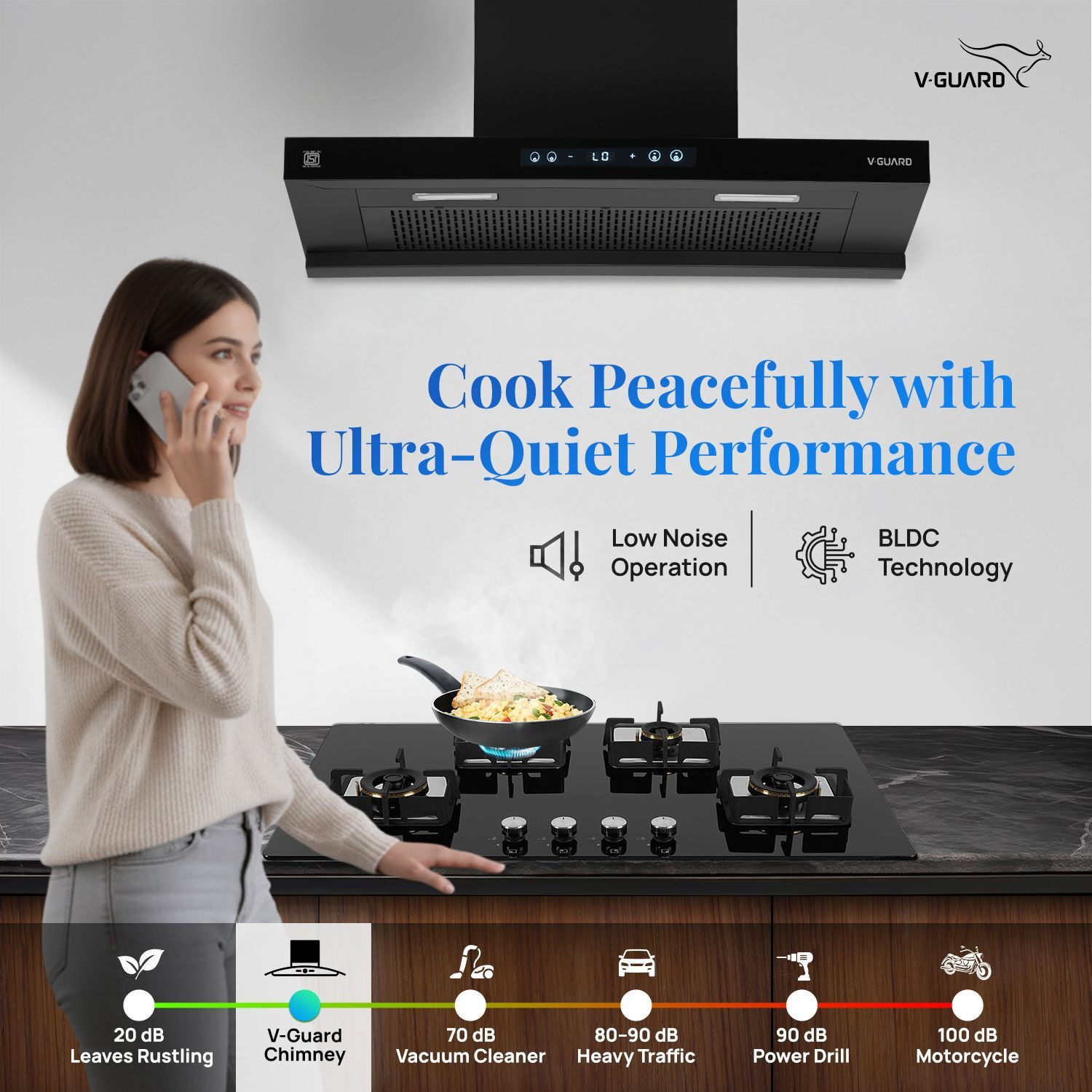 Image of V-Guard BT 90 BLDC 90 cm 1500 CMH 90 cm Auto Clean Chimney