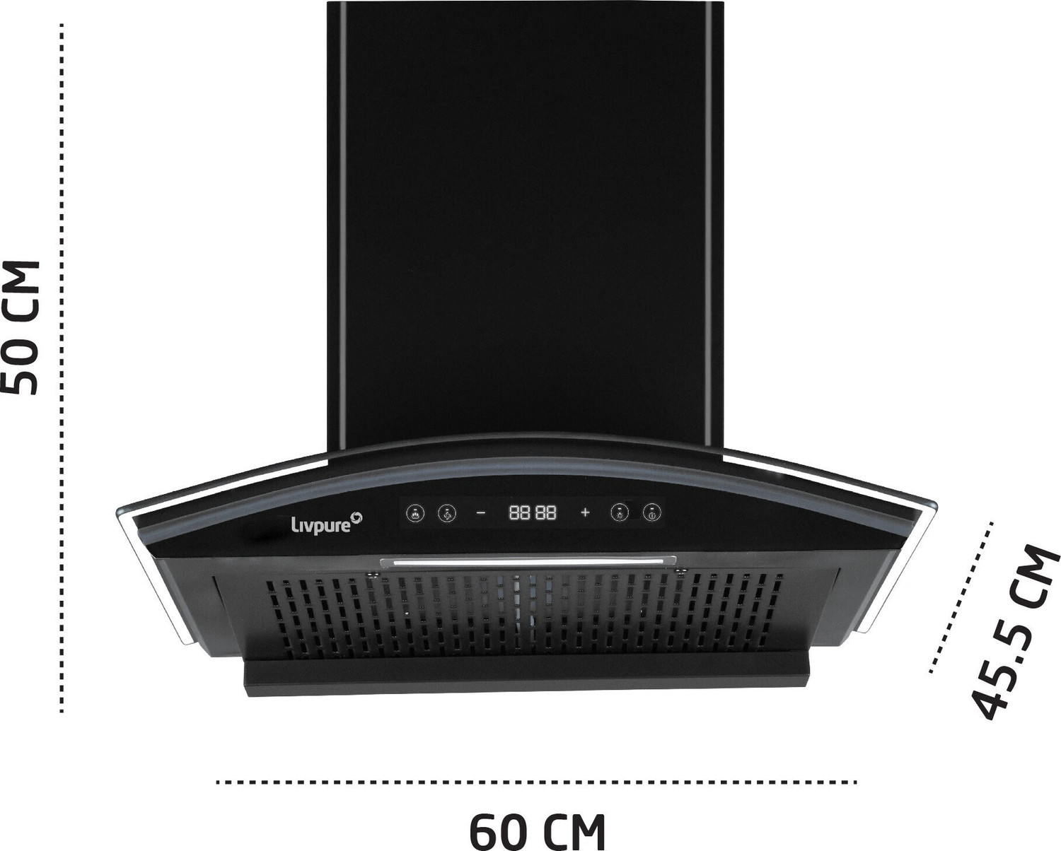 Image of LIVPURE ETERNA-BLDC-60-FL-HAC Auto Clean Wall Mounted Black 1400 CMH Chimney