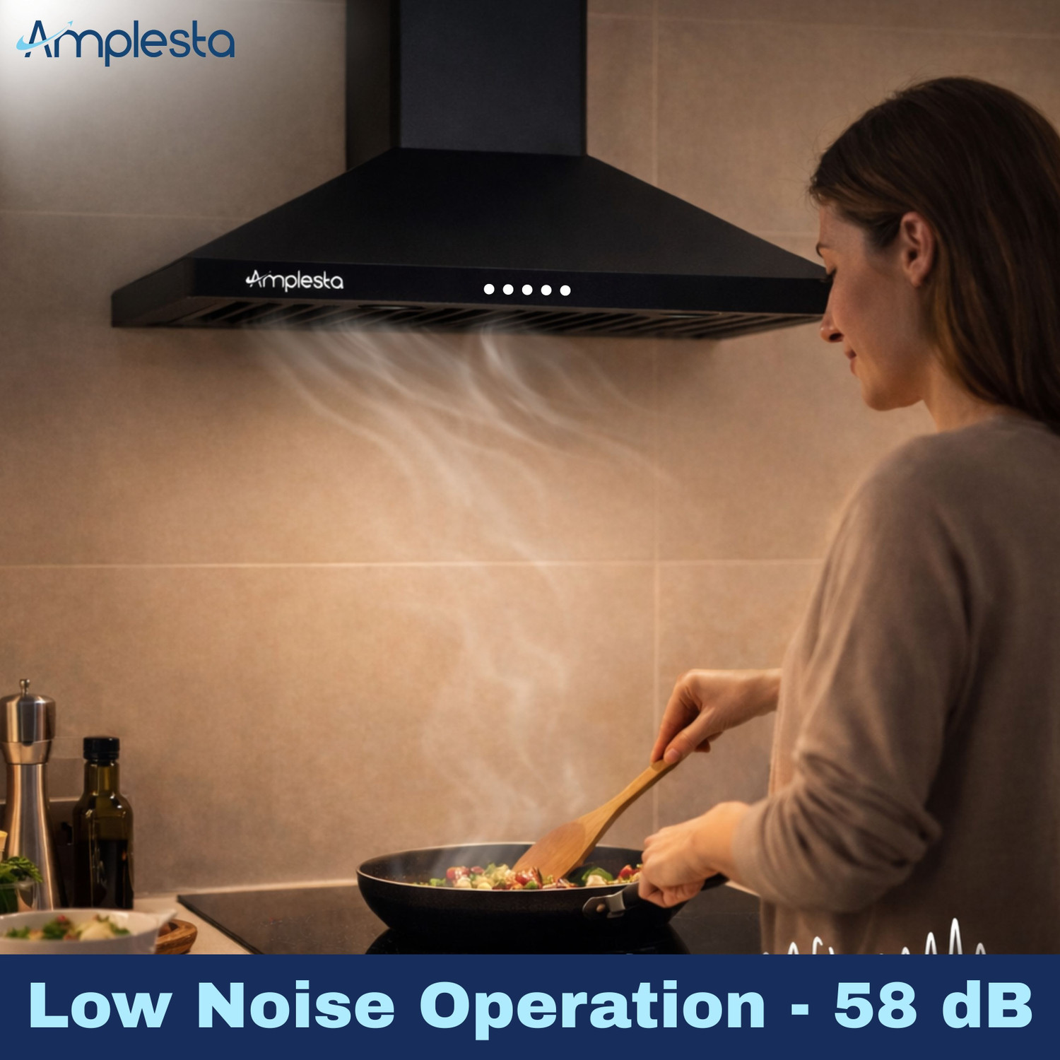 Image of Amplesta AirNova-Pyramid shaped 1150cmh chimney with Baffle Filters 1200 CMH 60 cm Chimney