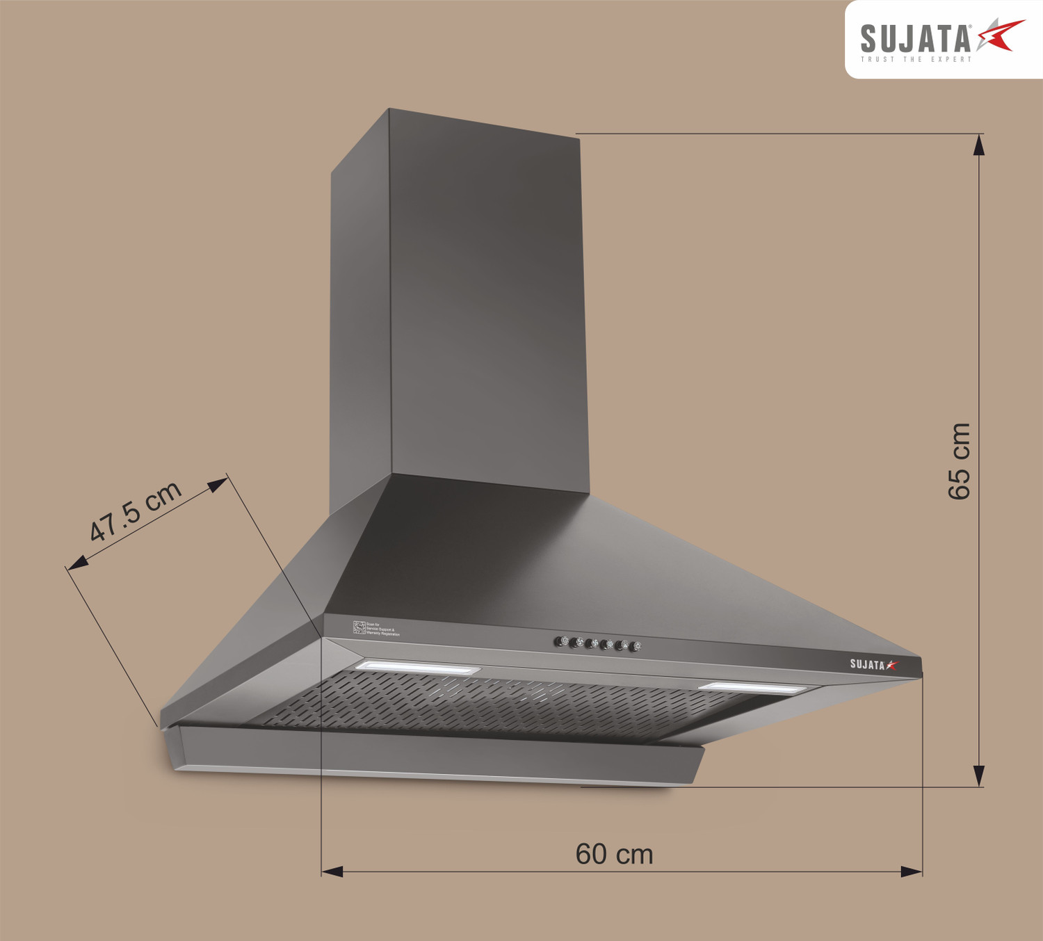 Image of SUJATA ONYX 1250 CMH 60 cm Auto Clean Chimney