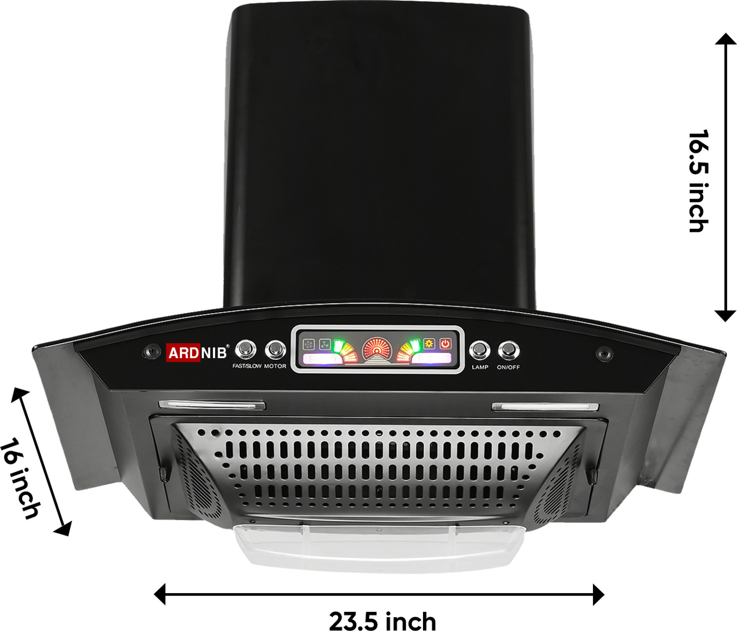 Image of Ardnib ARC 60cm Kitchen Chimney With Boat Shape Filters /Push Botton /7Yrs Motor Warranty 1200 CMH 60 cm Chimney
