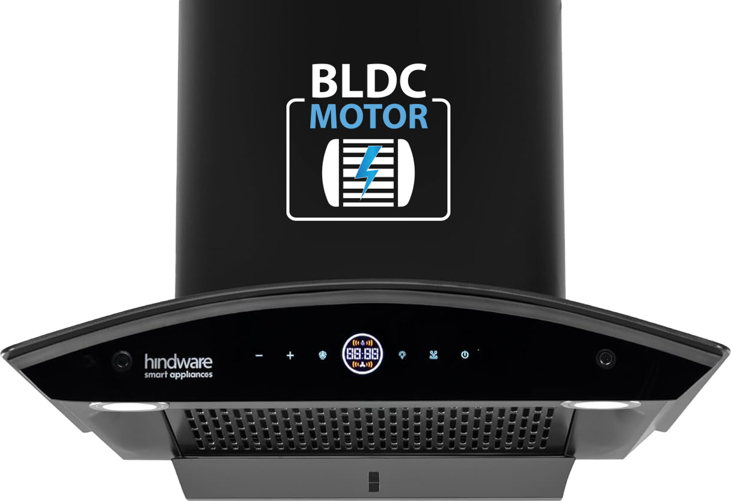 Image of Hindware Smart Appliances Nadia BLDC 60 IN Auto Clean Wall Mounted Black 1600 CMH Chimney