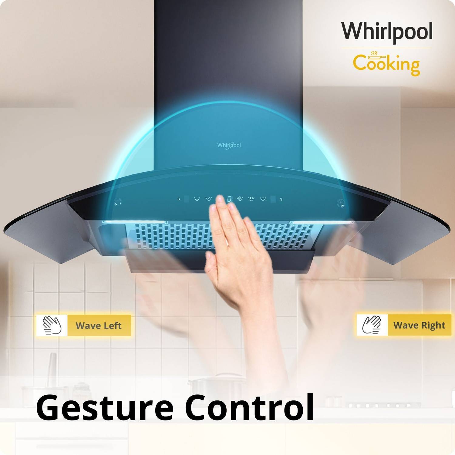 Whirlpool CGFL PRO 904 HAC BK 90 cm Curved Glass Chimney - Image 5