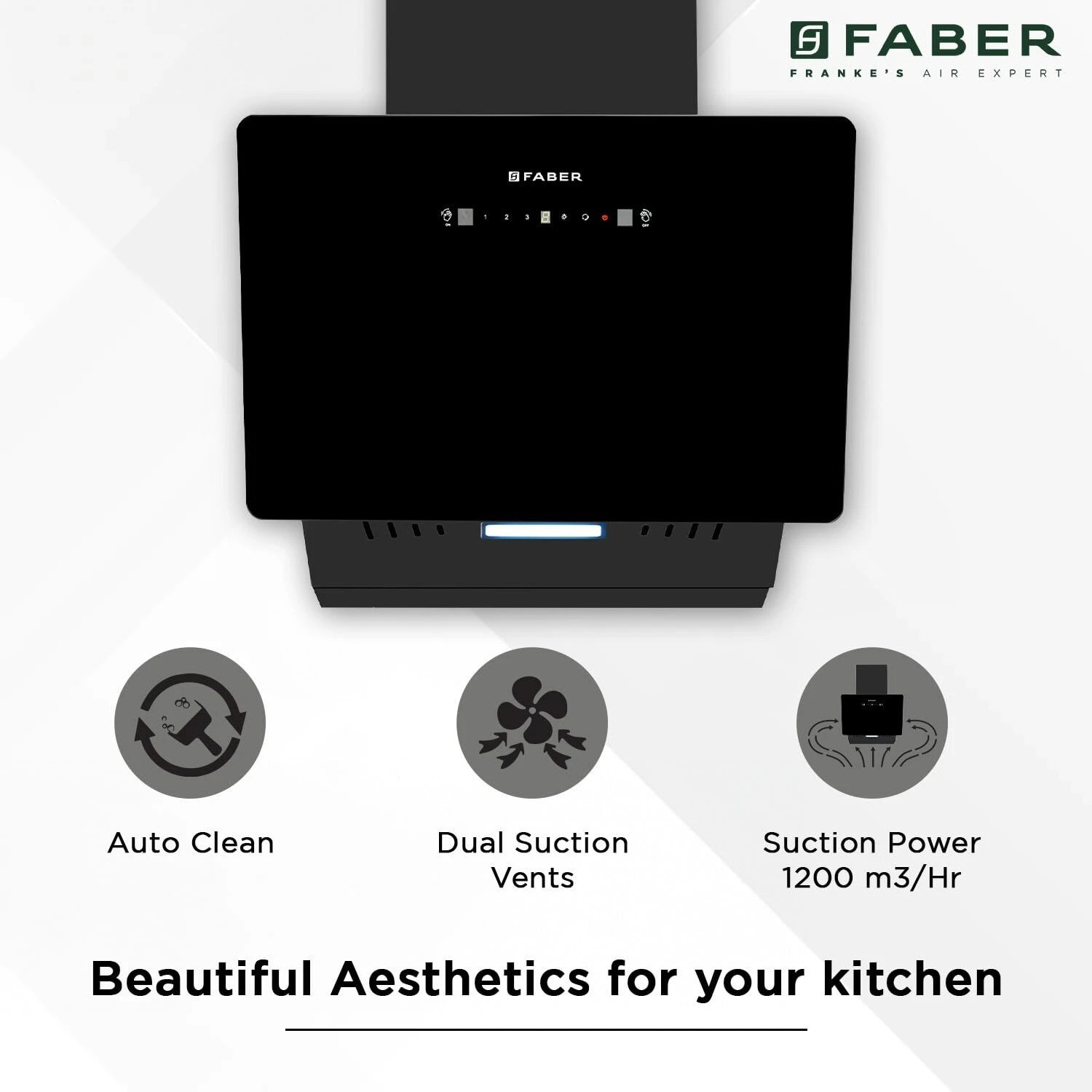Image of FABER HOOD MOJITO IN HC SC FL BK 60 Auto Clean Ceiling Mounted BLACK 1200 CMH Chimney