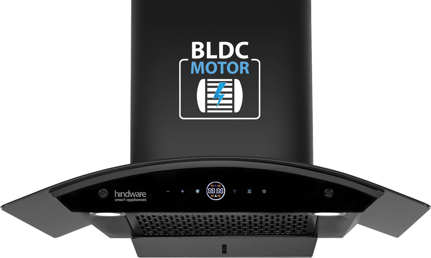 Image of Hindware Smart Appliances Nadia BLDC 75 IN Auto Clean Wall Mounted Black 1600 CMH Chimney