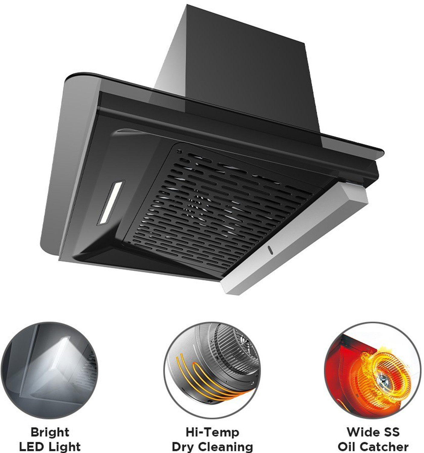 Image of Midea 60V11 Auto Clean Wall Mounted Black 1250 CMH Chimney