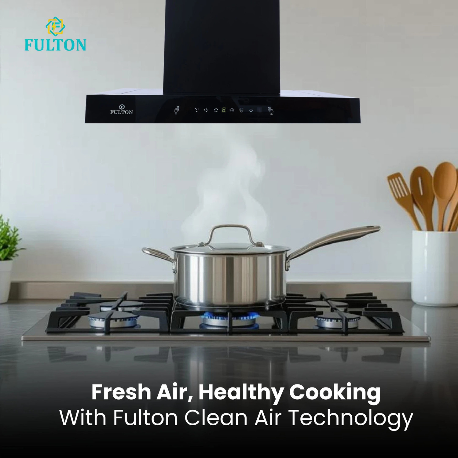 Image of FULTON SlLENT PRO T SHAPE 75 1450 CMH 75 cm Filter less Low Noise Powerful suction Auto Clean Chimney