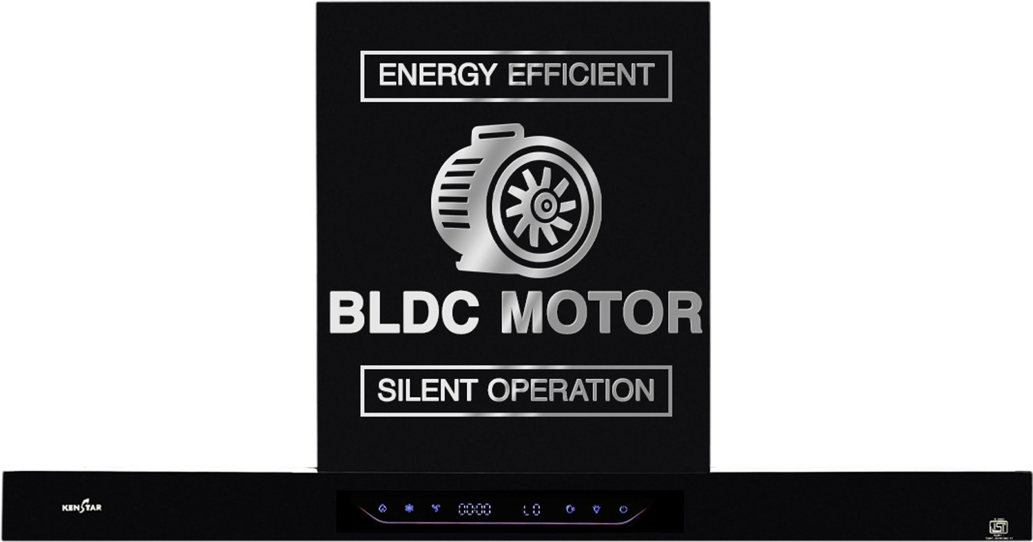Image of Kenstar AeroGlide BLDC T SHAPE 90 CM 1500 CMH 90 cm Filterless Auto-clean Chimney With BLDC Motor 10 Speed Touch & Gesture Control Powerful Suction Low Noise Auto Clean Chimney