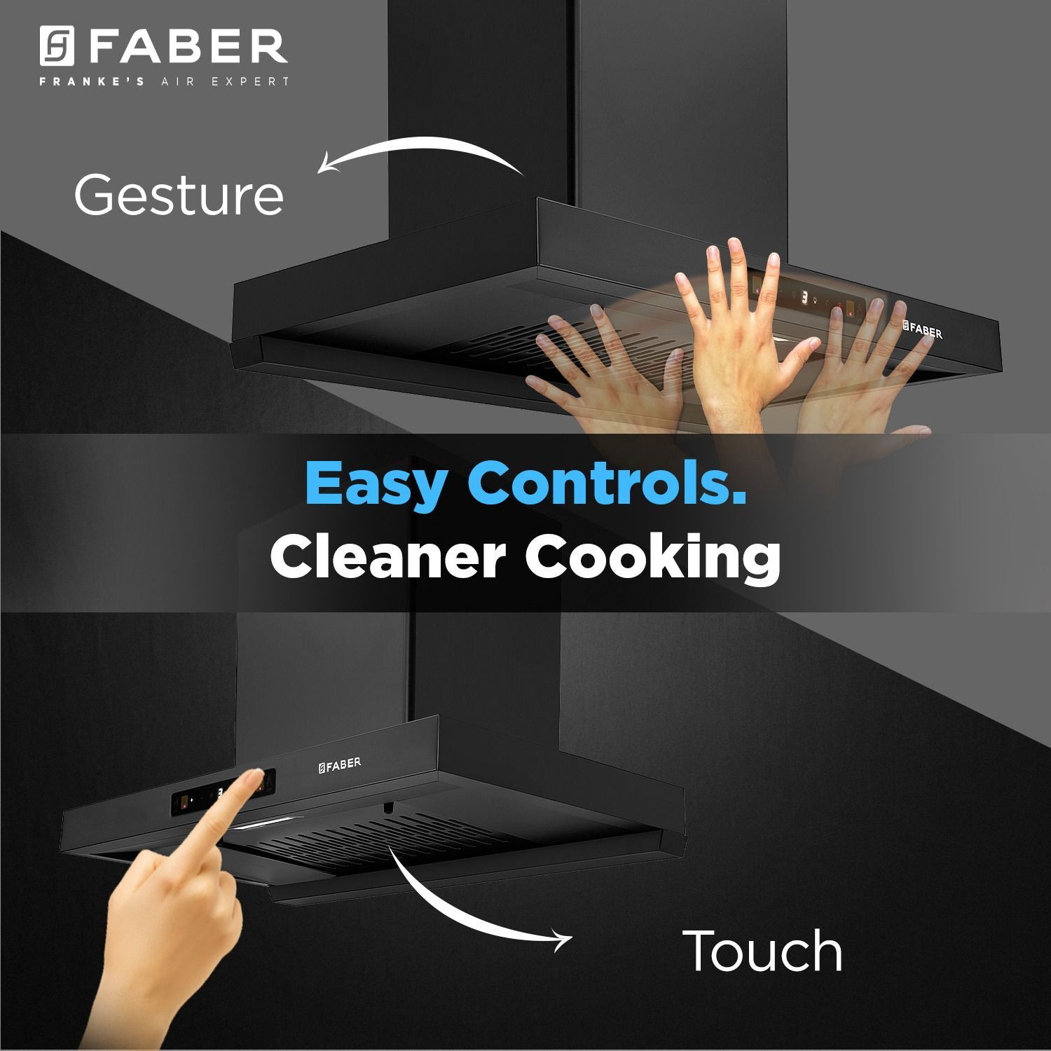 Image of FABER Atom 75cm 1500m /hr BLDC Autoclean Filterless T-Shape Chimney 1500 CMH 75 cm Auto Clean Chimney