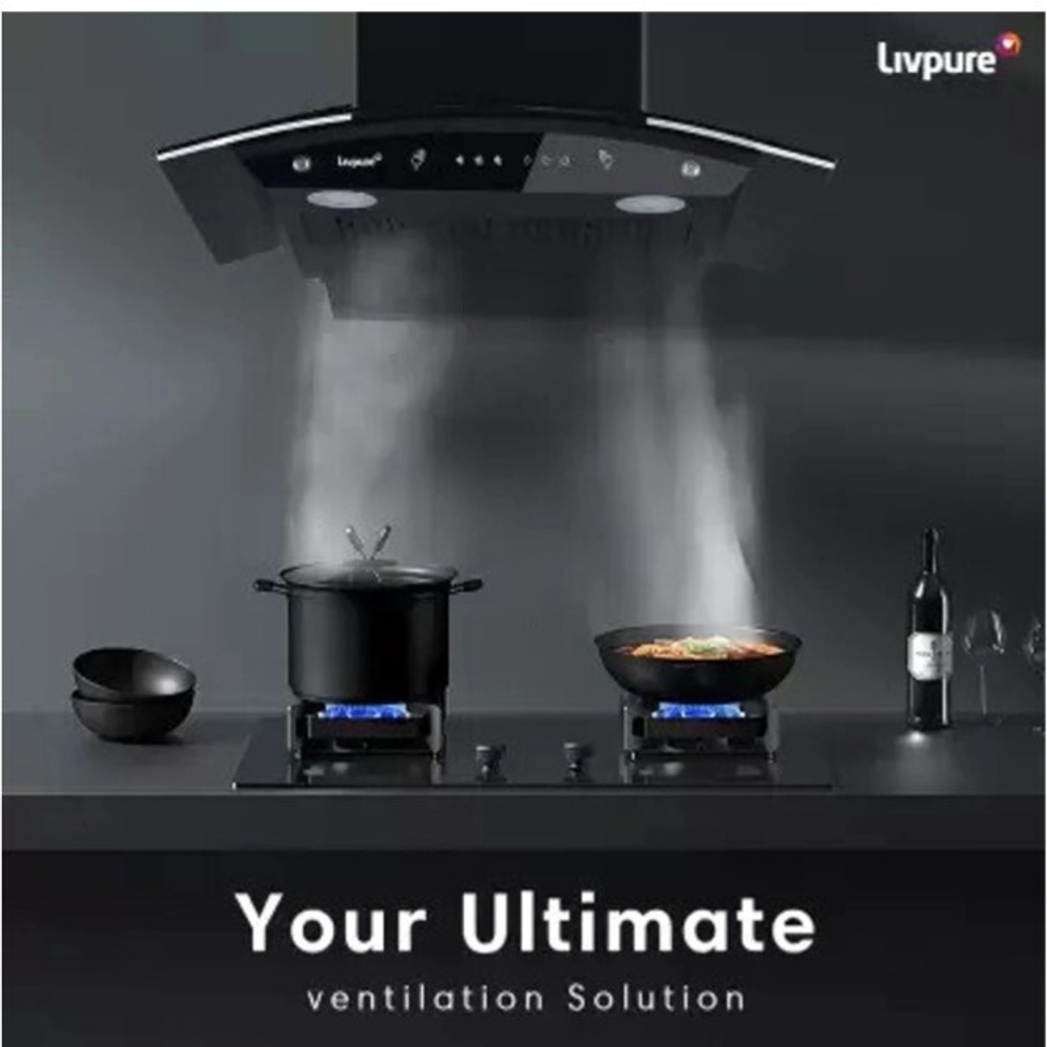 Image of LIVPURE LIV-SWIRL-90-FL-HAC 1400 CMH 90 cm Auto Clean Chimney