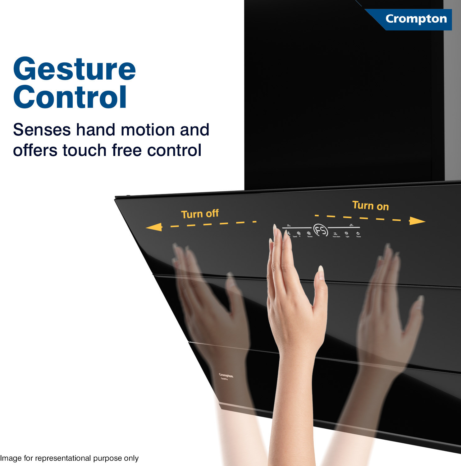 Image of Crompton CHD-QPVI90FLE-MBL Auto Clean Wall Mounted Midnight Black 1710 CMH Chimney