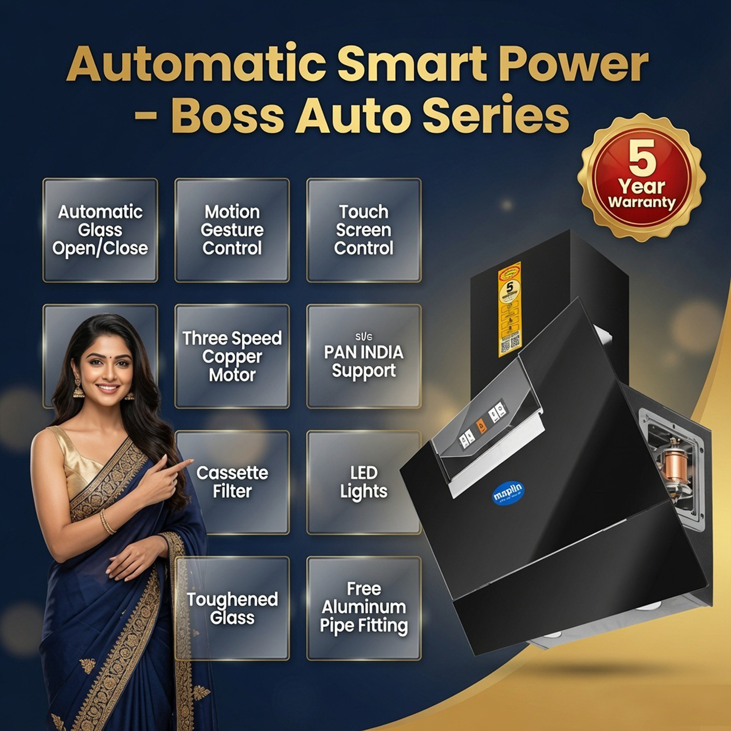 Image of SURYA Boss-Auto 60 cm 1400 CMH 60 cm Chimney