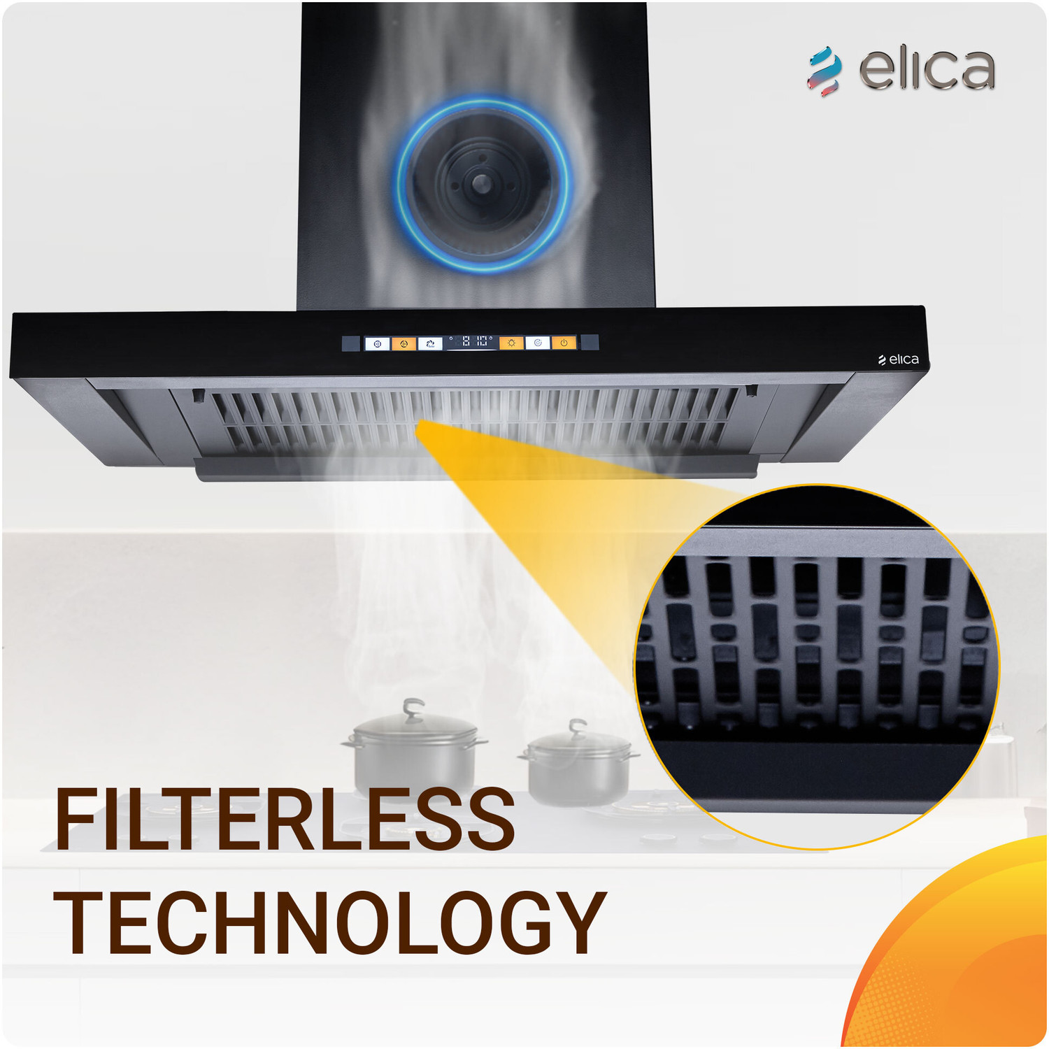 Image of Elica T 75 SMART BLDC FL HAC LTW MS NERO 1600 CMH 75 cm Auto Clean Chimney