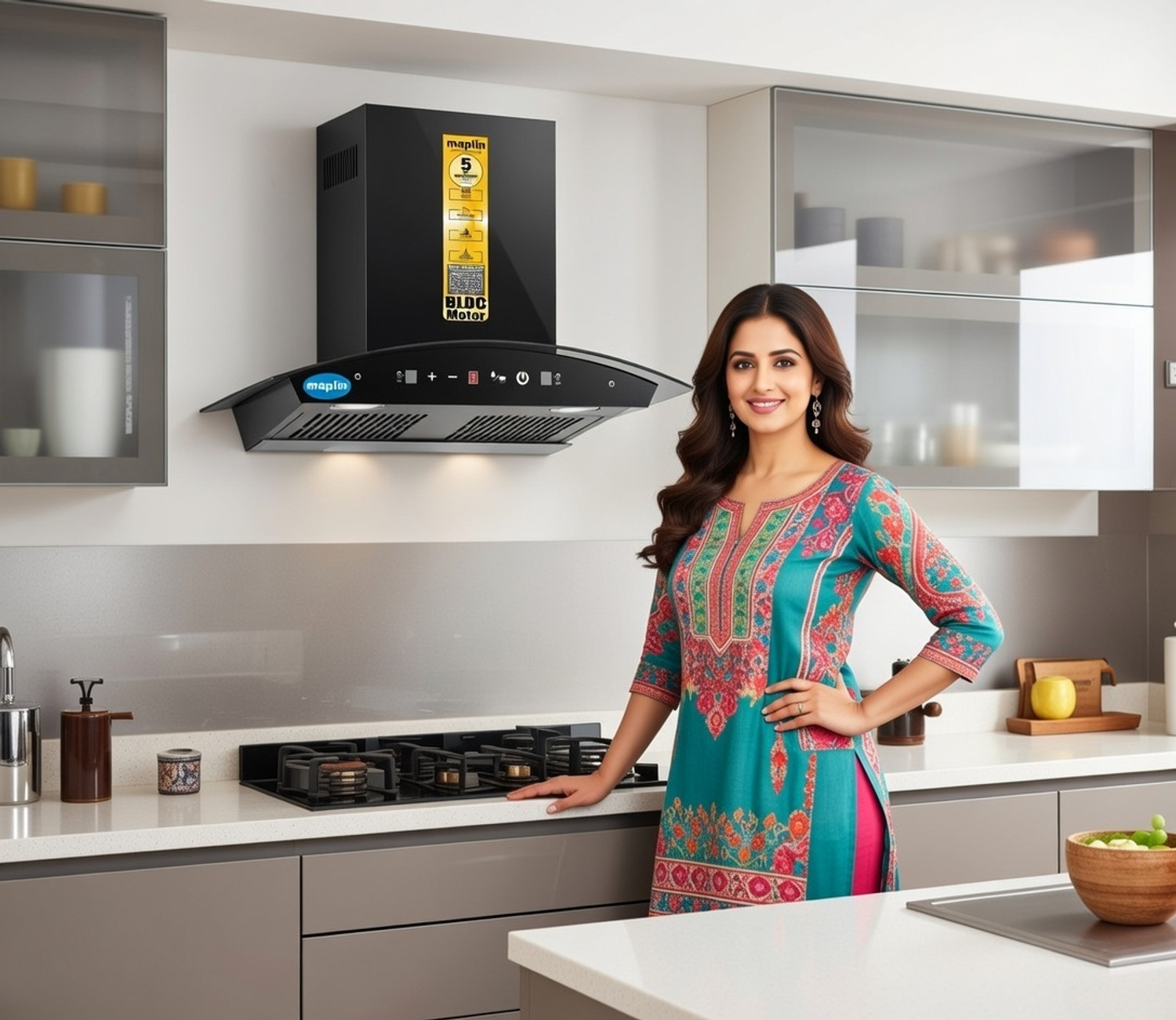 Image of Maplin Nadia BLDC Filter-less 5 Yr Warranty 1800 CMH 60 cm Auto Clean Chimney