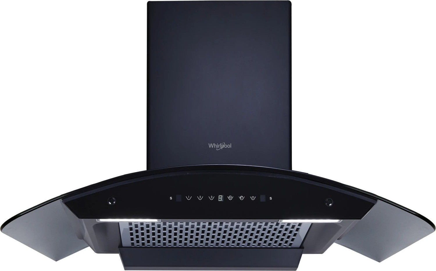 Image of Whirlpool CGFL PRO 904 HAC BK HOOD Auto Clean Curved Glass 90 cm| 11 Years Motor Warranty| Heat Autoclean| Gesture Control| Filterless|Powerful Suction | Low Noise Wall Mounted Black 1600 CMH Chimney