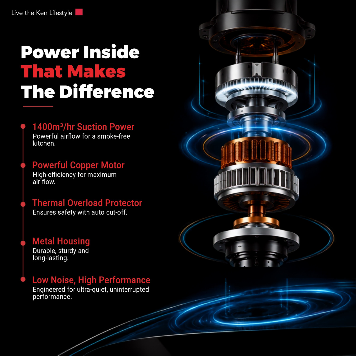 Image of Kenstar Breath Pro 60 1500 CMH 60 cm | BLDC Motor | Curved Glass | Filterless | 9 Speed Motion Sensor with Touch Controls | Powerful Suction | Outer Oil Collector| Energy Saving LED Lights | Auto Clean Chimney