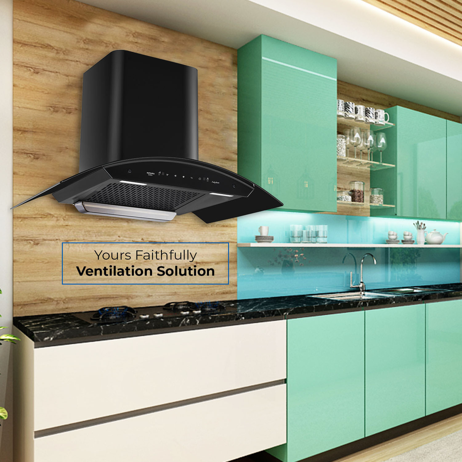 Image of Kutchina Vento 75 1400 CMH 75 cm Motion Sensor Control Touch Control Auto Clean Powerful suction Low Noise Auto Clean Chimney