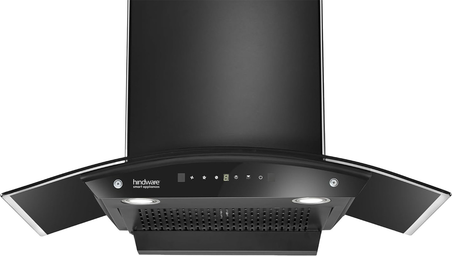 Image of Hindware Smart Appliances Ripple Neo 75 IN 1200 CMH 75 cm | Curved | Filterless | Touch Control | Motion Sensor | Energy Efficient LED Light | Powerful Suction | Auto Clean Chimney