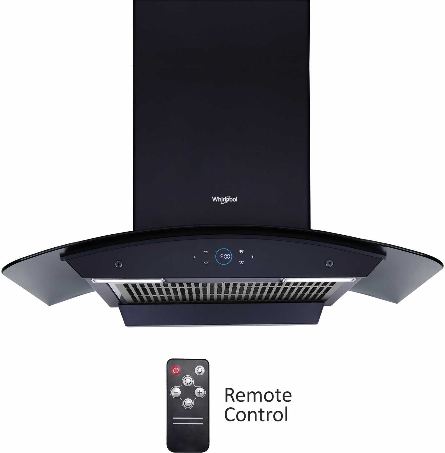Image of Whirlpool SMARTSENSE ZEN CGFL 904 HAC BLDC BK HOOD 1425 CMH 90 cm Curved Glass 90 cm | BLDC Motor| Smart-Sense Speed Control |Heat Autoclean| Gesture Control|Filterless| Powerful Suction | Low Noise Auto Clean Chimney