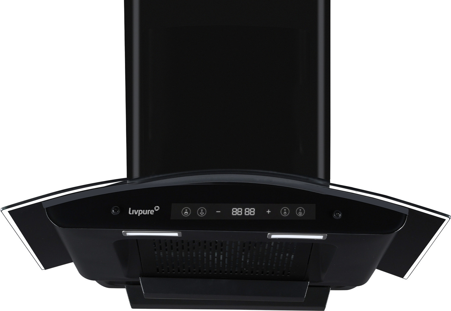 Image of LIVPURE LIV-INVICTO-75-FL-BLDC-HAC Auto Clean Filterless Auto-clean Chimney With BLDC Motor | 9 Speed With RPM Display |Touch & Gesture Control | Powerful Suction | Low Noise Wall Mounted Black 1400 CMH Chimney
