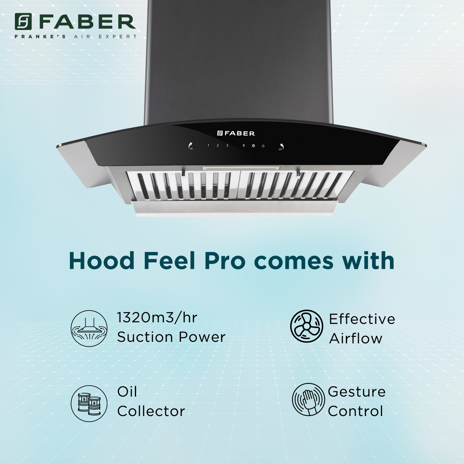 Image of FABER HOOD FEEL PRO TC SC BF BK 60 Wall Mounted Black 1320 CMH Chimney