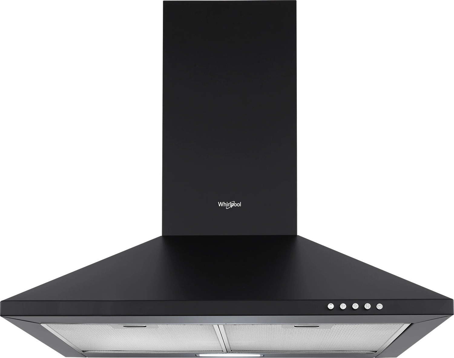 Image of Whirlpool CLASSIC PLUS CF 60 BK HOOD Pyramid 60 CM | 5 Years Motor Warranty| 3 Layer Mesh Filter|Powerful Suction |Low Noise | LED Lamp | Push Button Control Wall Mounted Black 900 CMH Chimney