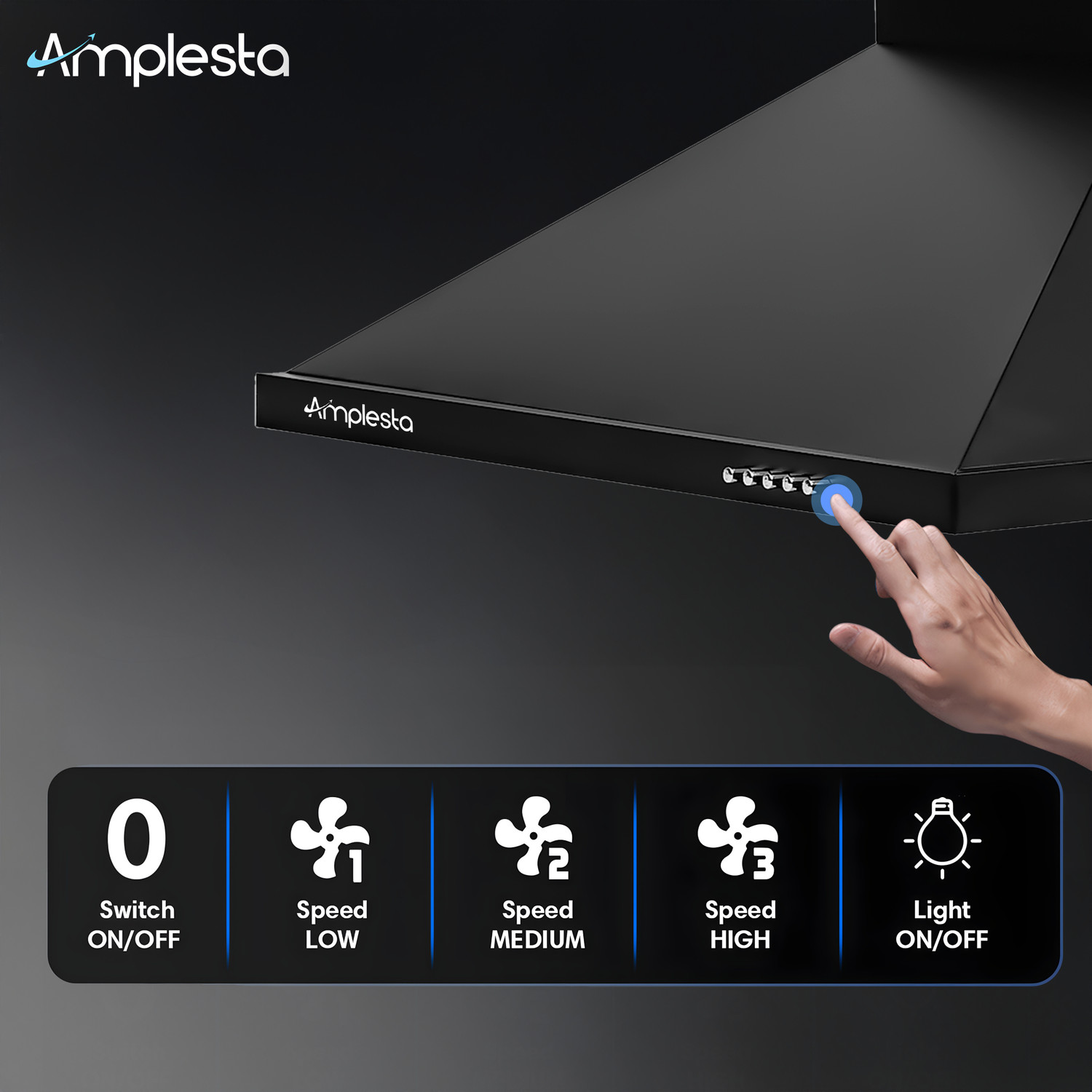 Image of Amplesta Filterless Pyramid shaped, 1150 cmh, 3 speed 1150 CMH 60 cm Chimney