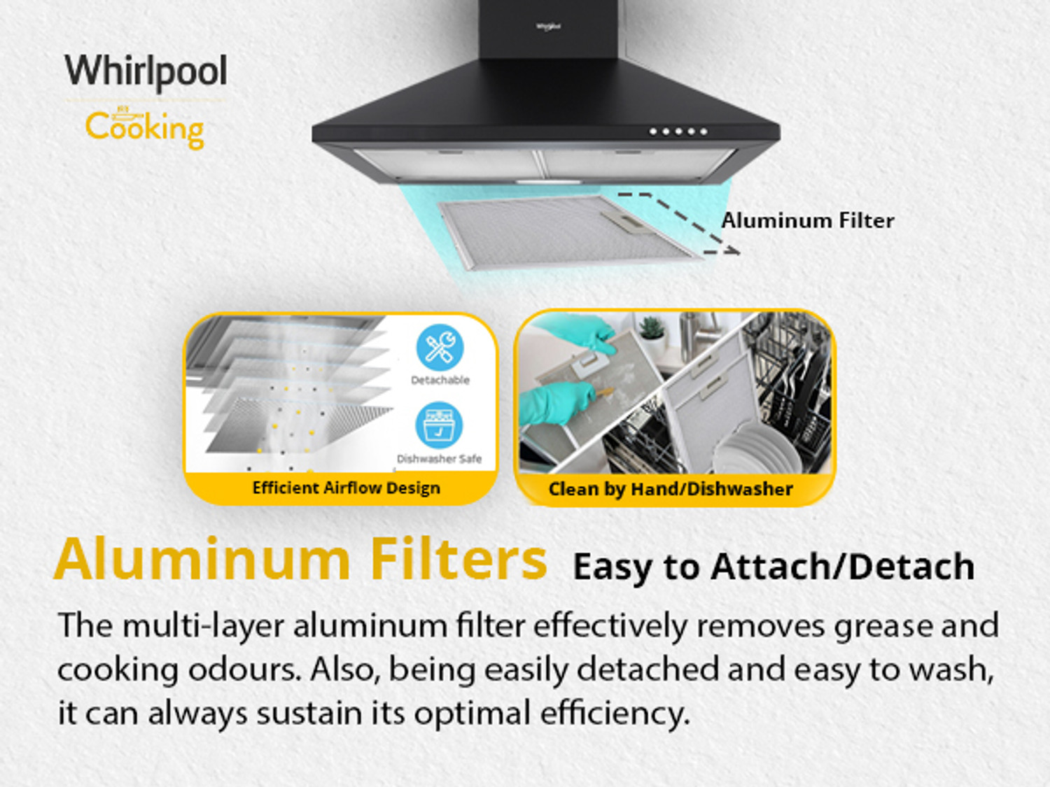 Image of Whirlpool CLASSIC PLUS CF 60 BK HOOD Pyramid 60 CM | 5 Years Motor Warranty| 3 Layer Mesh Filter|Powerful Suction |Low Noise | LED Lamp | Push Button Control Wall Mounted Black 900 CMH Chimney