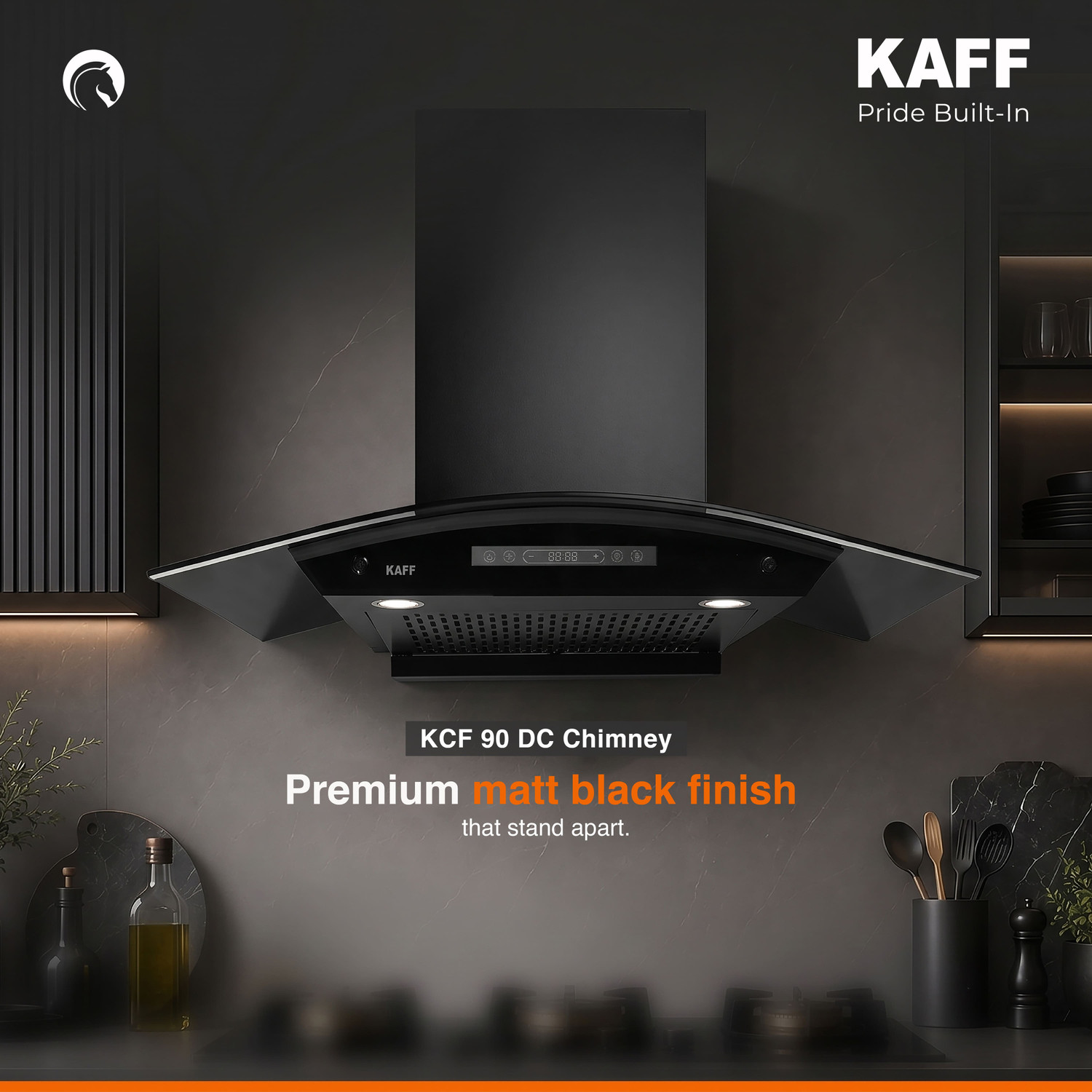 Image of Kaff KCF90-DC 1400 CMH 90 cm BLDC Low Noise, Filterless Easy Clean, Touch /Motion Sensor with Digital Display, Auto Clean Chimney
