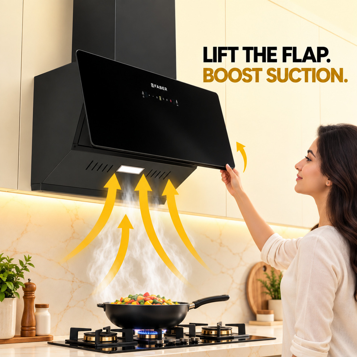 Image of FABER TRENDY IN BLDC HCSCFL BK 75 1500 CMH 75 cm Auto Clean Chimney