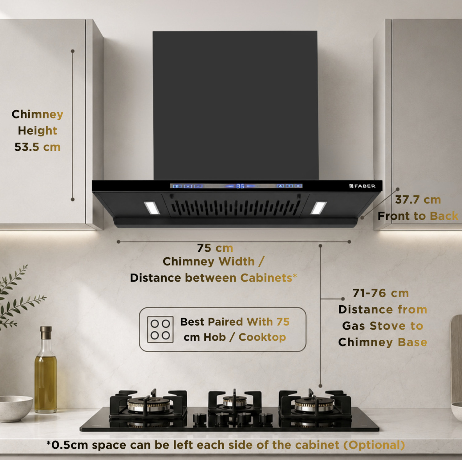 Image of FABER HOOD SLIMX HC SC FL BK BLDC IN 75-T 1500 CMH 75 cm Auto Clean Chimney