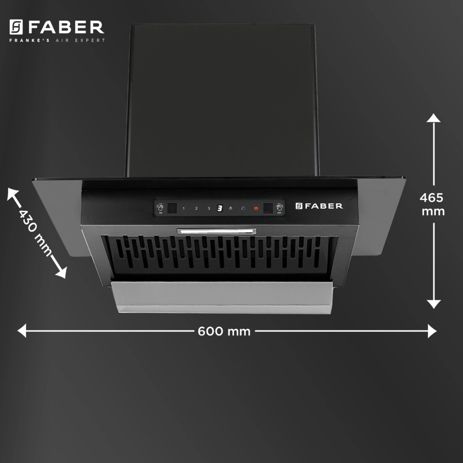 Image of FABER Hood Mercury 1500m3 /hr BLDC T-shaped 60 cm Autoclean Wall Mounted Black Chimney 1500 CMH 60 cm Auto Clean Chimney