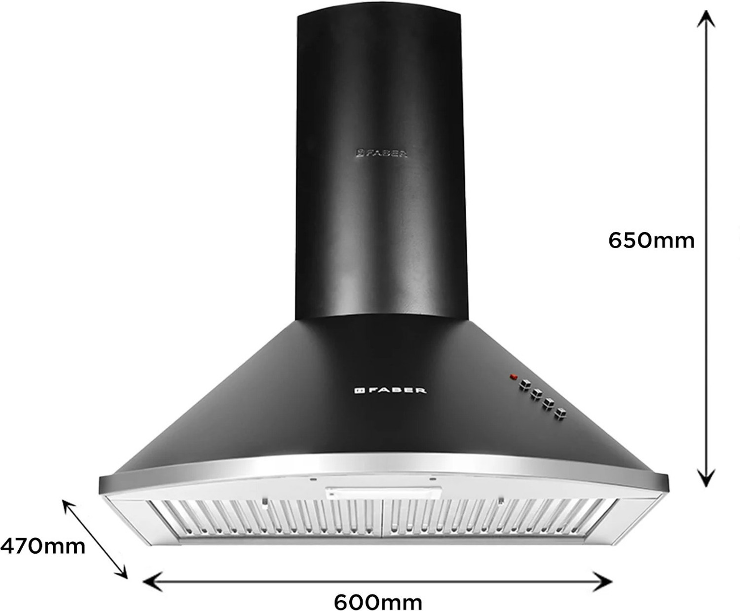 Image of FABER HOOD CLASS PRO PB BK LTW 60 Pyramid Shape 60cm|3 Layer Baffle filter|Powerful suction |Low Noise Wall Mounted Black 1000 CMH Chimney