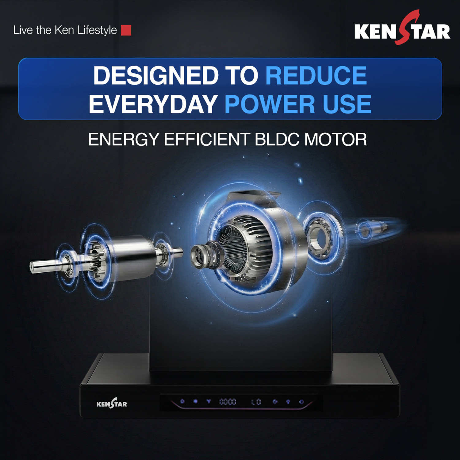 Image of Kenstar AeroGlide BLDC T SHAPE 60CM 1500 CMH 60 cm Filterless Auto-clean Chimney With BLDC Motor 10 Speed Touch & Gesture Control Powerful Suction Low Noise Auto Clean Chimney