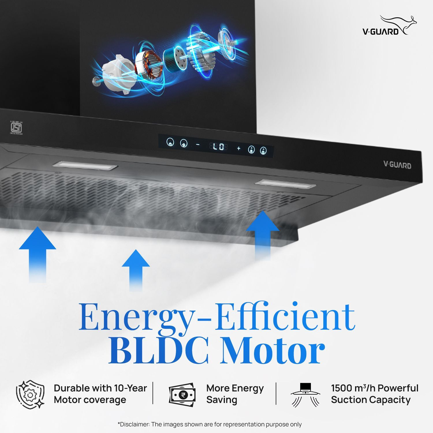 Image of V-Guard BT 90 BLDC 90 cm 1500 CMH 90 cm Auto Clean Chimney