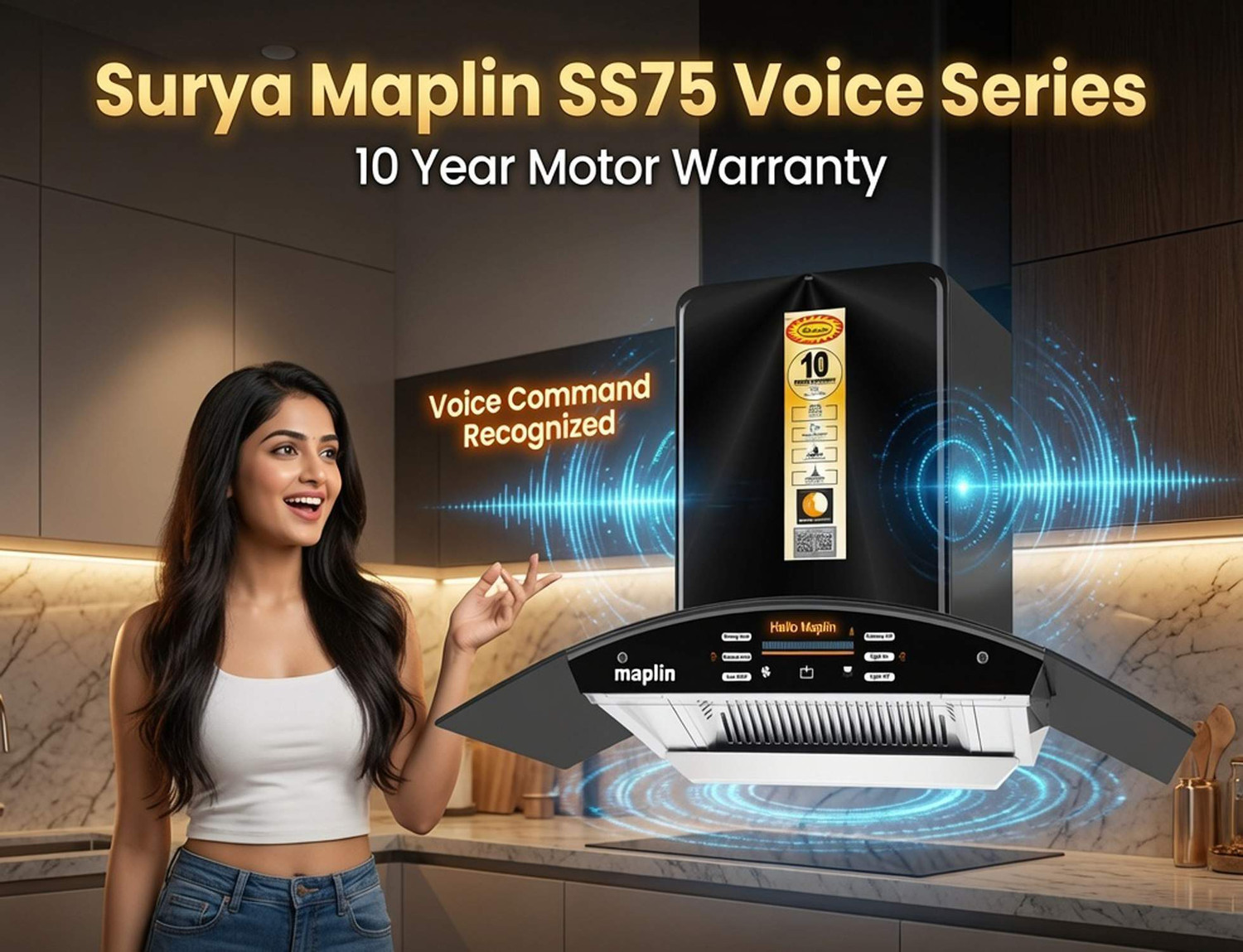 Image of SURYA VC-SS75cm 1800 CMH 75 cm Auto Clean Chimney